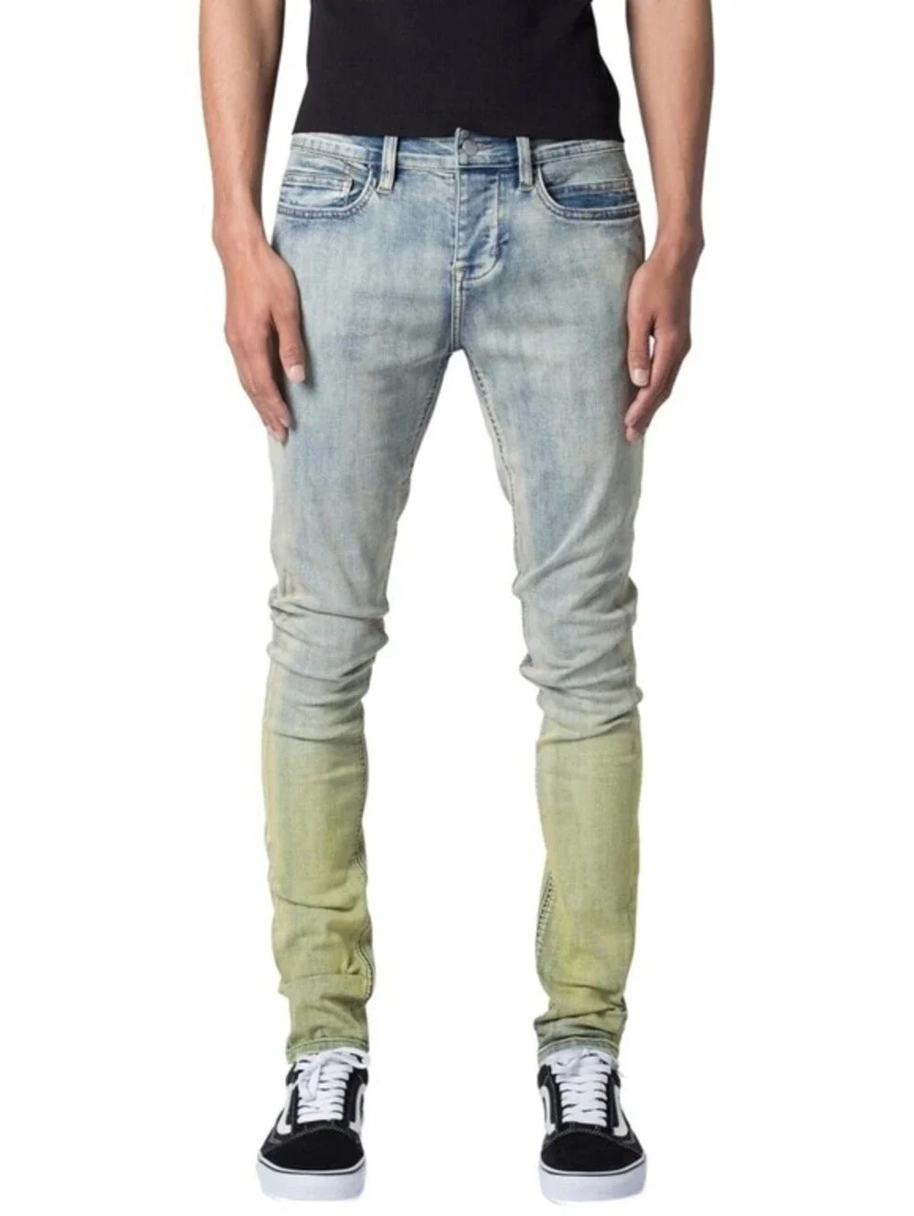 mnml Men's X637 Gradient Skinny Denim Jeans Size 36x33 Vintage Blue/Green